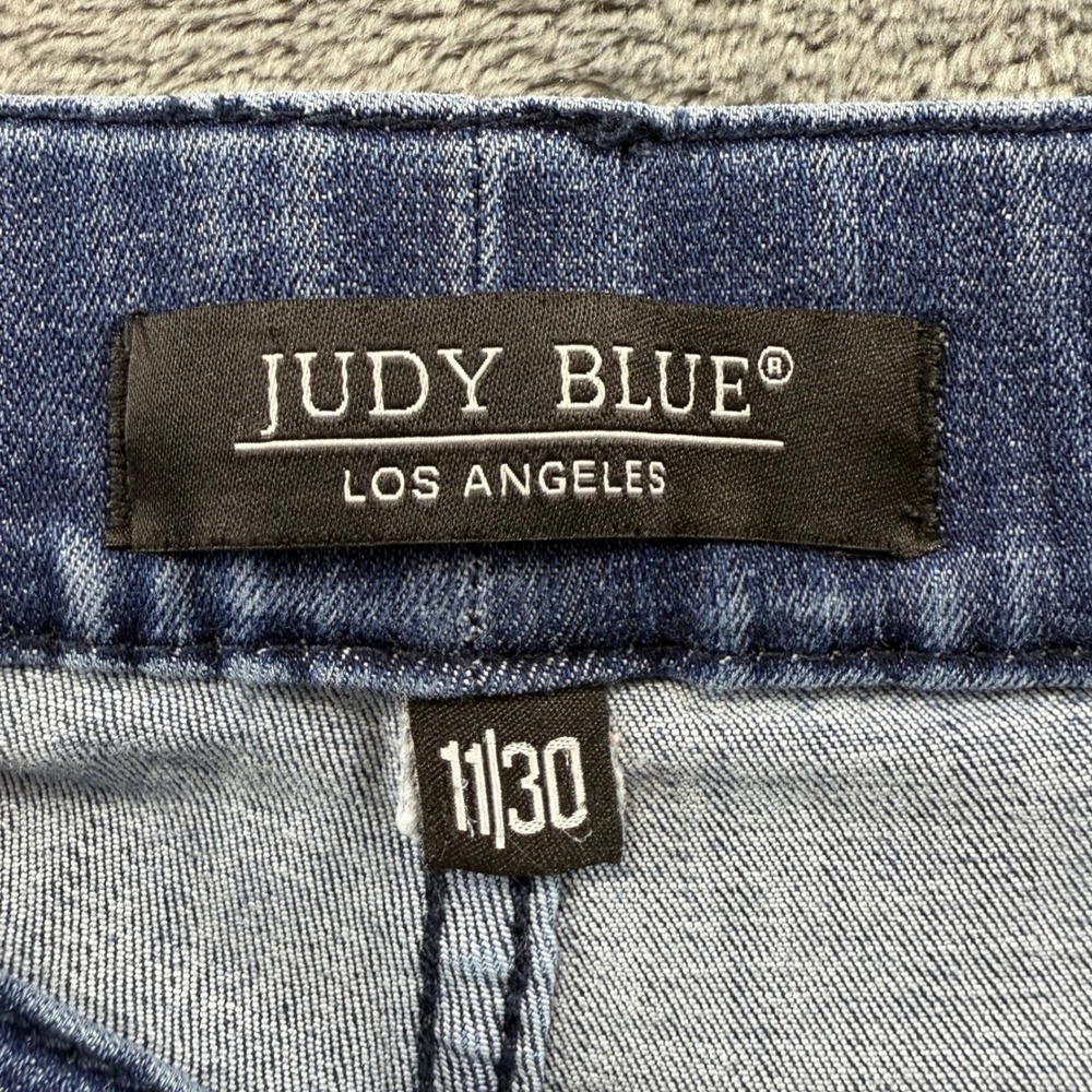 Judy Blue Denim Joggers Medium Wash Raw Hem Drawstring Jeans Size 11/30 - Picture 2 of 9